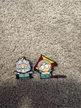 Hot Topic South Park Enamel Pin Set - Teal, Red, Yellow, Silver
